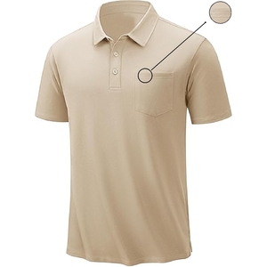 Men Khaki Tan Polo Shirt Premium Pique Cotton Safari Style Solid Sand Khaki Short Sleeve Polo Smart Everyday <b>Neutral</b> - Product Image 2