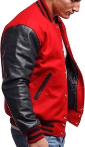 Ropa deportiva con mangas de cuero real, patrón de letras, estilo de béisbol universitario para hombres, chaqueta de béisbol universitaria para hombres, envío DDP - Product Image 2