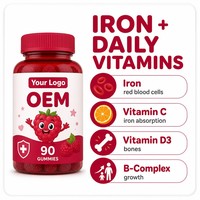 Gommes multivitaminées pour enfants avec fer, sans sucre, supplément à mâcher pour enfants, 90 gommes, OEM
