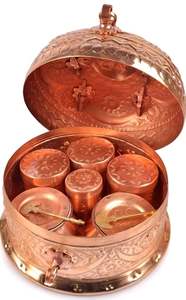 Artisanat en métal zen asiatique, boîte ronde en cuivre Supari Pandan, décoration d'intérieur, décoration de table, anniversaires, Diwali, mariages, Ramadan - Product Image 2