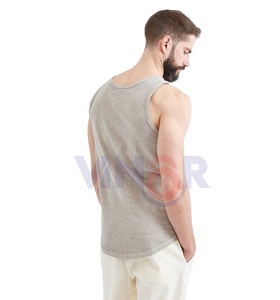 Débardeur de sport fitness unisexe personnalisé noir uni sans couture spandex maillot de corps en maille T-Shirt taille XL respirant imprimé tricoté - Product Image 4