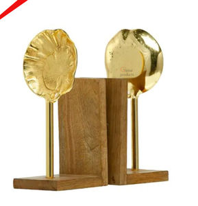 Elegant <b>Book</b> <b>Design</b> Golden Finished Bookends for Home Living Room - Product Image 4