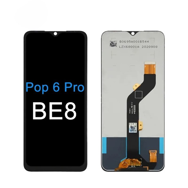 Original High Quality Mobile Phone Digitizer Screen Tecno Pop 6 Pro (BE8) LCD + Touch + Frame Assembly 1 Year Warranty 100%