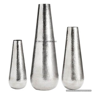 Jarrón de flores de Metal resistente pulido con espejo brillante de plata de aspecto magnífico con suministros de decoración del hogar superior e inferior chapados en oro - Product Image 3