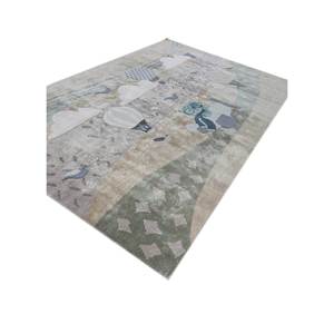Alfombra de Lana y Viscosa Verde Confeti, Hecha a Mano, con Diseño Novedoso TRA-14864 para Uso Doméstico - Product Image 2