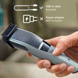 Tondeuse à barbe à lame en acier inoxydable avec peigne de coupe intégré, alimentée par batterie, étanche IPX7 - Product Image 3