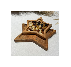 Bandeja de Madera en Forma de Estrella para Frutos Secos, Bandeja de Madera de Acacia Personalizada, 2 Piezas en Diferentes Tamaños - Product Image 1