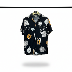Chemise boutonnée à manches courtes en satin à imprimé floral pour homme, coupe décontractée, col camp, idéale pour les vacances d'été - Product Image 2