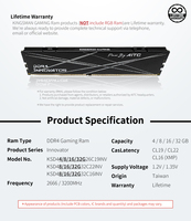 [AITC KINGSMAN] Mémoire RAM DDR4 noire UDIMM 8 Go 3200 MHz pour PC de bureau de jeu Garantie à vie En stock Certifiée