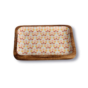 Dernier Stock Arrivée Vente Chaude Décor À La Maison 10x10 pouces Artistique Floral Carré Plateau En Bois De Mangue Plateau Avec Finition En Émail - Product Image 1