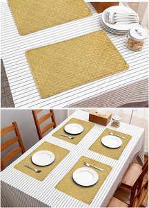 แผ่นรองจานหญ้าทะเลทรงสี่เหลี่ยมผืนผ้าแบบทอมือสำหรับโต๊ะอาหาร - Product Image 4