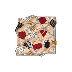Beige <b>Silk</b> Rectangular Designer <b>Scarf</b> for Spring Summer Parties - Product Image 1