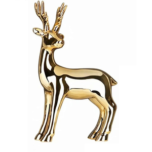Modern Golden Deer Figurines Animal Statue Deer Sculptures Handmade Sculpture <b>Ornament</b> for Home Office Desktop Organizer - Product Image 3
