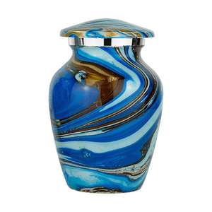 Aluminium Blue Shades Keepsake <b>Urn</b> <b>for</b> Pet <b>Ashes</b> Indian Handcrafted Handmade Design Metal Funeral <b>Urn</b> Wholesale - Product Image 1