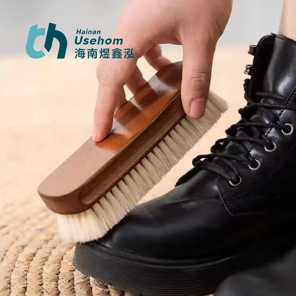 Brosse à chaussures en bois de laine avec logo personnalisé Brosse à chaussures Polissage et polissage Entretien des chaussures en cuir Brosse multifonctionnelle