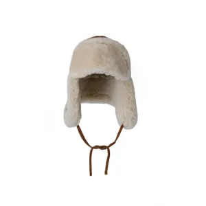 女性の帽子ブラウンカラーシープスキンレザーダブルフェイスアビエイターハットボーンスタイルの安いウールキャップふわふわ帽子冬の頭