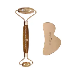 TCM 100% Original Pure Copper Metal Face Glowing Massager Roller And Scraping B- Shape Gua Sha Manufacturer Indian Factory