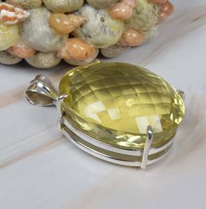 Colgante fino de plata de ley sólida 925 con cuarzo limón sandía cuarzo pera corte ajuste bisel facetado ovalado encanto - Product Image 2