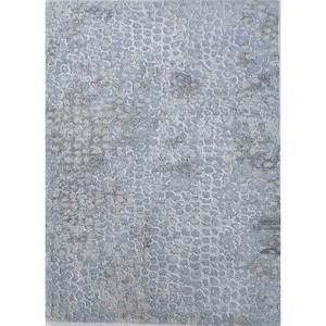 Alfombra Rectangular Kavi Gris y Negra, Tejida a Mano con Lana y Seda de Bambú, Diseño Teoría del Caos, Estilo Boho, para Hogar y Pasillo - Esk-404 - Product Image 1