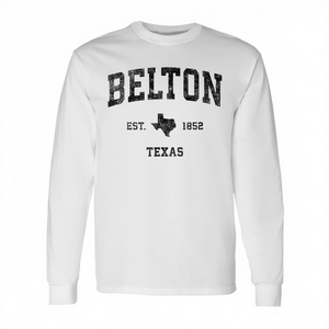 Belton Texas T-shirt à manches longues avec imprimé sport vintage, col rond unisexe, taille adulte - Product Image 2