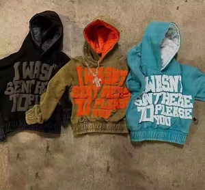 Sweatshirts Pull d'hiver avec lavage à l'acide Distressed Vintage Puff Print Unisex Custom Men's Hooded - Product Image 5