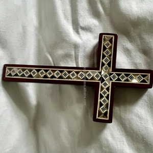 Incrustaciones de nácar hechas a mano de calidad est, Cruz religiosa de madera, colgante de pared, incrustaciones de hueso, Cruz Santa, hogar, oficina, tienda, Iglesia FWE - Product Image 1