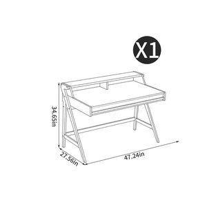 Warm Brown Solid Wood Rectangle Writing <b>Desk</b> Spacious Natural-Grain Work Surface Stable Computer <b>Desk</b> with 1-Year Warranty - Product Image 2