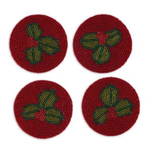 Nouveau design, sous-verres en verre perlé faits à la main, motif floral, lot de quatre, brodés, durables, forme personnalisable, élégants, avec caractéristiques fantaisie Hiba - Product Image 2