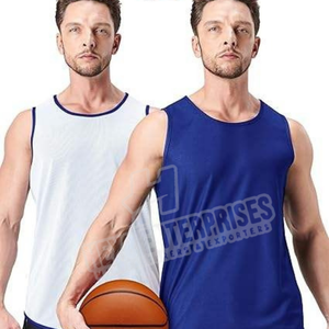 Maillot de basket-ball d'été personnalisé unisexe double face réversible sans manches vêtements de sport respirant chemise grande taille - Product Image 4