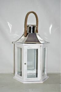 Couleur personnalisée Cadre en bois Lanterne suspendue Forme hexagonale Verre/Acier inoxydable Top Maison Décoration de Noël Zn Création - Product Image 5