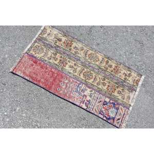 Tapis en laine turque vintage de 17 pieds x 31 pieds Tapis de salon tissé plat beige et rouge avec support en latex - Product Image 4