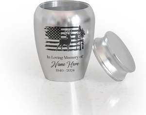 Urnes de chasse au cerf personnalisées en acier inoxydable urne décorative gravée de taille personnalisée pour adultes cendres humaines argent - Product Image 6