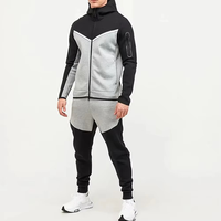 Conjunto de chándal acampanado con cremallera y diamantes de imitación de peso pesado, ropa de calle para hombre de talla grande de fabricante personalizado