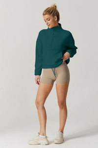 Venta al por mayor de sudaderas de mujer con media cremallera otoño tejido de poliéster/algodón polar OEM logotipo personalizado de secado rápido transpirable tamaño personalizado - Product Image 5