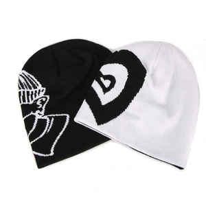 jacquard custom letter jacquard <b>beanie</b> Elastic Unisex Custom Fashion <b>Slouchy</b> Reversible Baggy Cotton Soft Jersey <b>Beanie</b> - Product Image 1