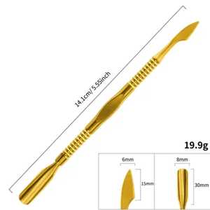 ช้อนทำเล็บสเตนเลสแบบปลายสองชั้นอุปกรณ์ทำเล็บใช้ซ้ำได้เครื่องมือทำเล็บหนังกำพร้าใช้ได้สองครั้ง - Product Image 4