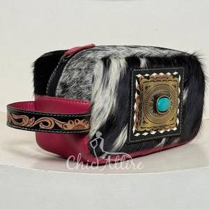 Neceser de viaje de lujo para mujer al por mayor, hecho a mano neceser de cuero de vaca, organizador de viaje profesional de gran capacidad - Product Image 1