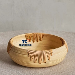 BOWL CALIENTE PARA COCINA Bambú natural y ratán: un diseño único y sostenible para una mesa elegante o almacenamiento. - Product Image 1
