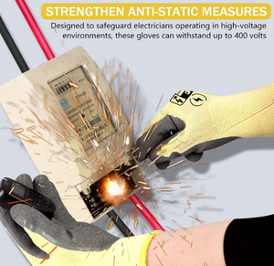 قفازات عازلة كهربائياً مطاطية بالكامل مقاومة للجهد العالي 400 فولت، قفازات عمل آمنة للكهربائيين غير قابلة للانزلاق - Product Image 5