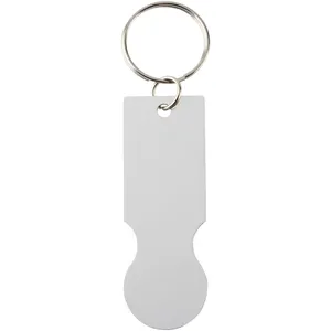 Porte-clés léger en acier inoxydable Rhea avec jeton pour chariot de courses - Design élégant et stylé - Product Image 4