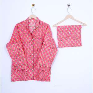 กางเกงผ้าฝ้ายผู้หญิงชุดเสื้อดอกไม้ชุดนอนผ้าฝ้ายอินเดียชุด,ชุดนอน,ผ้าฝ้ายแท้,ชุดราตรีนุ่มพิเศษ - Product Image 2