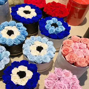 थोक बहु-रंग शाश्वत व्यक्तिगत वास्तविक अंधेरे नीले रंग को संरक्षित गुलाब बड़े वर्ग राउंड बॉक्स में दुष्ट आंखों का प्रतीक