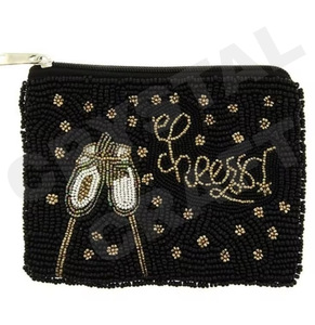 Viola Cheers Design Monedero con cuentas de semillas personalizado Monedero Hermoso monedero con características de accesorios de moda - Product Image 1