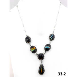 Collar de Plata de Ley con Turquesa Negra Estilo Suroeste, con Diamantes Engastados en Forma de Gota de Agua, Cadena de Eslabones, Idea de Regalo Religioso - Product Image 1