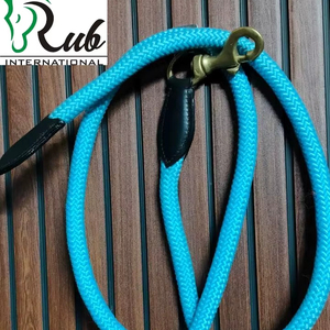 Laisse de cheval de haute qualité en coton et nylon, couleur bleu/noir, robuste, avec mousqueton en laiton poly, taille personnalisable, usage équestre, fabriqué en Inde - Product Image 6