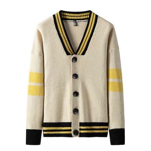 Vêtements pour hommes pulls pour hommes Cardigan en laine et coton de couleur unie à manches longues respirant vêtements de sport tricoté à rayures pull pour hommes 2023 - Product Image 6