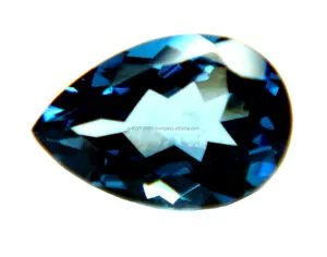 Pedras preciosas em forma de pêra de topázio azul 7*5mm, pedras preciosas facetadas em massa, preço de atacado, pedras preciosas em forma de pêra de corte solto calibradas de alta qualidade, topázio azul