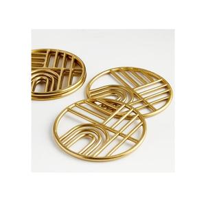 Juego de 4 posavasos de madera hechos a mano antiguos con soporte elegante Plato de porciones de té de estilo clásico a un precio muy competitivo - Product Image 3