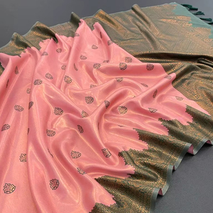 Lo último elegante diseñador indio tradicional pesado estilo Kanjivaram seda Sari exclusivo nupcial boda desgaste étnico blusa Mujer - Product Image 1