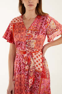 Femmes été bohème tenue décontractée grande taille col en V manches courtes imprimé léopard Style doux pour les vacances des dames en gros - Product Image 4